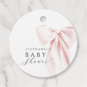 Blush Pink Bow Babydusche Gebundene Liebesmarken Geschenkanhänger (Vorderseite)