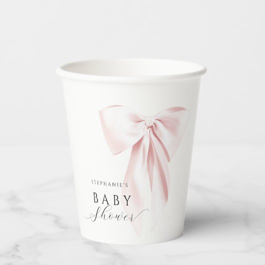Blush Pink Bow Babydusche Papier-Cup Pappbecher (Vorderseite)