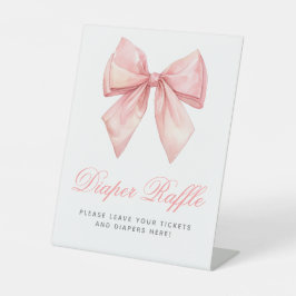 Blush Pink Bow Babydusche Windeln Raffelzeichen Sockelschild