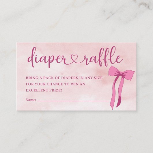 Blush Pink Bow Babydusche Windelwanne Windelwanne Begleitkarte (Vorderseite)