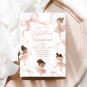 Blush Pink Bow Ballerina Birthday Einladung