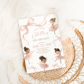 Blush Pink Bow Ballerina Birthday Einladung