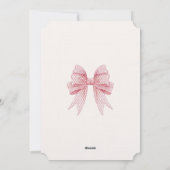 Blush Pink Bow Birthday Einladung (Rückseite)