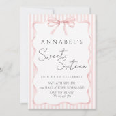 Blush Pink Bow Birthday Invitation Einladung (Vorderseite)