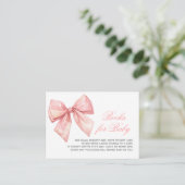 Blush Pink Bow Book for Baby Enclosure Card Begleitkarte (Stehend Vorderseite)
