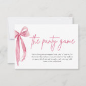 Blush Pink Bow Brautparty The Panty Game Cards Einladung (Vorderseite)