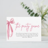 Blush Pink Bow Brautparty The Panty Game Cards Einladung (Stehend Vorderseite)