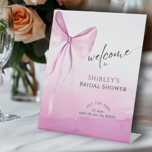 Blush Pink Bow Brautparty Willkommen Sockelschild