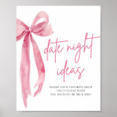 Blush Pink Bow Bridal Date Night Idea signieren Poster (Vorne)