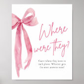Blush Pink Bow Bridal Wo waren sie unterschrieben Poster (Vorne)