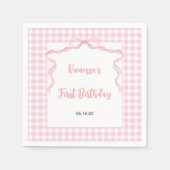 Blush Pink Bow Coquette 1. Geburtstag Serviette (Vorderseite)