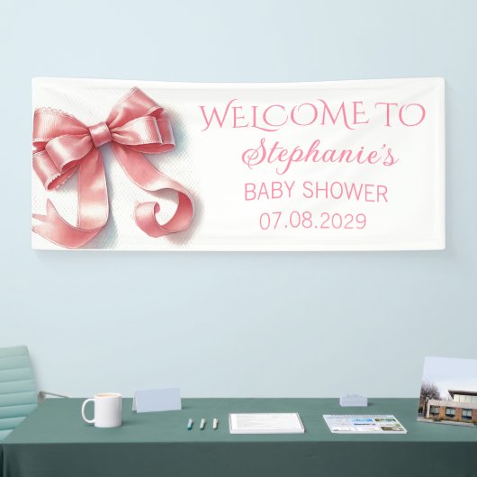 Blush Pink Bow Coquette Babydusche Banner (Messe)