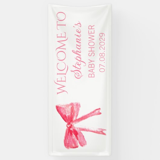 Blush Pink Bow Coquette Babydusche Banner (Vertikal)
