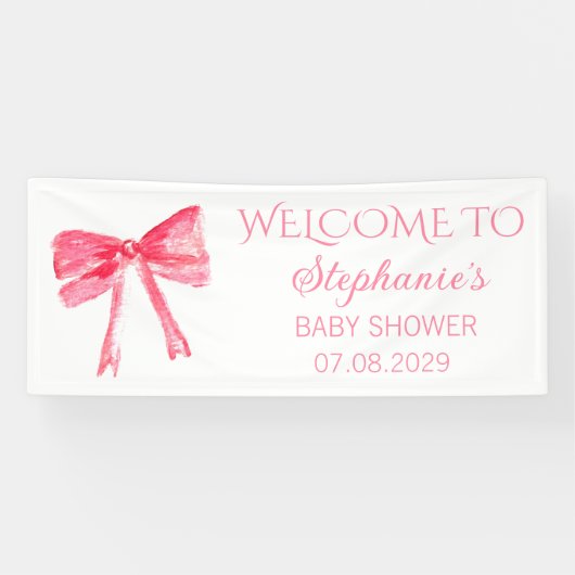 Blush Pink Bow Coquette Babydusche Banner (Horizontal)