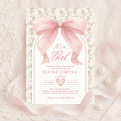 Blush Pink Bow Coquette Girl Babydusche Einladung