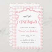 Blush Pink Bow Coquette Onederly 1. Geburtstag Einladung (Vorne/Hinten)