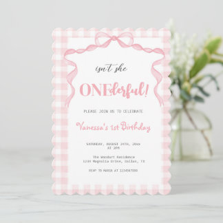 Blush Pink Bow Coquette Onederly 1. Geburtstag Einladung