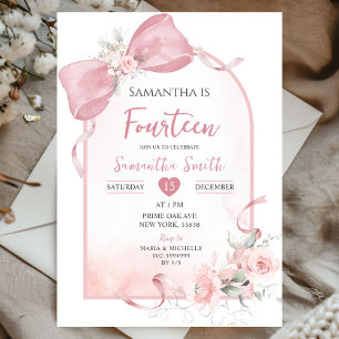 Blush Pink Bow Coquette Ribbon Arch Girl Einladung