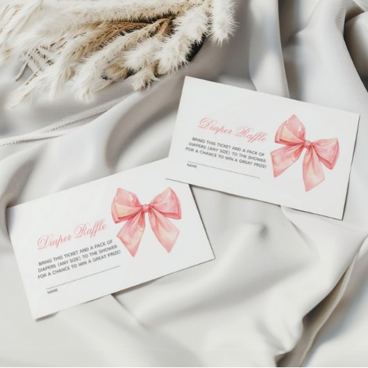 Blush Pink Bow Diaper Raffel Begleitkarte