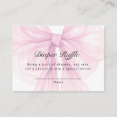 Blush Pink Bow Diaper Raffle Ticket Begleitkarte (Vorderseite)