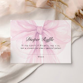 Blush Pink Bow Diaper Raffle Ticket Begleitkarte