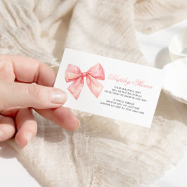 Blush Pink Bow Display Babydusche Aufsteckkarte Begleitkarte