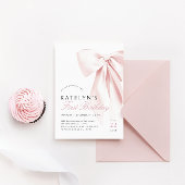Blush Pink Bow Erster Geburtstag Einladung