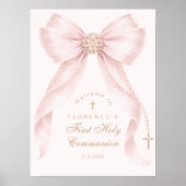 Blush pink Bow First Holy Communion Welcome Poster (Vorne)