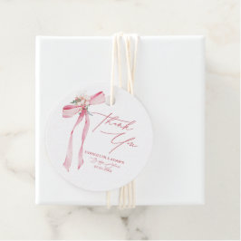 Blush Pink Bow Floral Baby Dusche Vielen Dank Geschenkanhänger