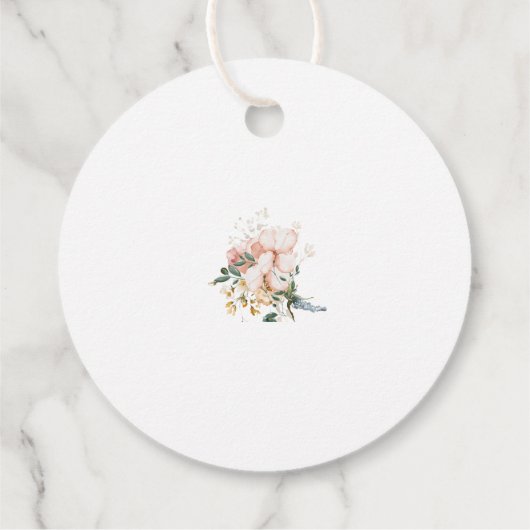 Blush Pink Bow Floral Baby Dusche Vielen Dank Geschenkanhänger (Rückseite)