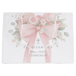 Blush Pink Bow Floral First Holy Communion Große Geschenktüte