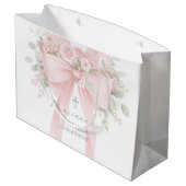 Blush Pink Bow Floral First Holy Communion Große Geschenktüte (Rückseite Schrägansicht)