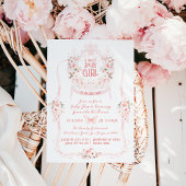 Blush Pink Bow & Floral Sweet Baby Girl Dusche Einladung