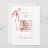 Blush Pink Bow Foto Babydusche Danke Karte (Vorderseite)