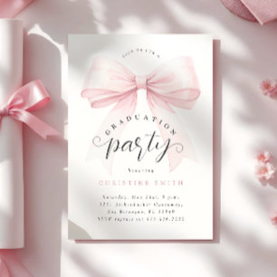 Blush Pink Bow Foto Graduation Party Einladung