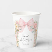 Blush Pink Bow Garden Baby Shower Pappbecher (Rückseite)