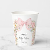 Blush Pink Bow Garden Baby Shower Pappbecher (Vorderseite)