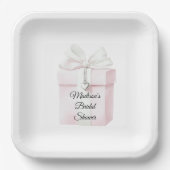 Blush Pink Bow Geschenk Herz Charm Brautparty Pappteller (Vorderseite)
