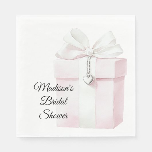 Blush Pink Bow Geschenk Herz Charm Brautparty Serviette (Vorderseite)