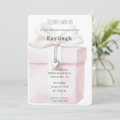 Blush Pink Bow Geschenk Herz Charme Geburtstag Einladung (Stehend Vorderseite)
