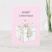 Blush Pink Bow Geschenk Weihnachten Karte (Vorderseite)
