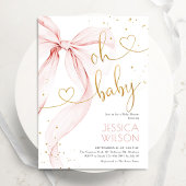 Blush Pink Bow Girl Baby Shower Einladung