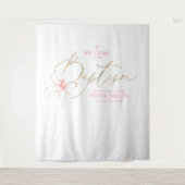 Blush Pink Bow Girl Baptism Photo Backdrop Welcome Wandteppich (Vorderseite)