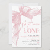 Blush Pink Bow Girls Just Wanna Be ONE Birthday Einladung (Vorderseite)
