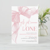 Blush Pink Bow Girls Just Wanna Be ONE Birthday Einladung (Stehend Vorderseite)