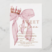 Blush Pink Bow Gold Sweet 16 Folieneinladung (Vorderseite)