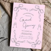 Blush Pink Bow Hand Drawn Business Grand Opening Einladung