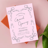 Blush Pink Bow Hand Drawn Business Grand Opening Einladung