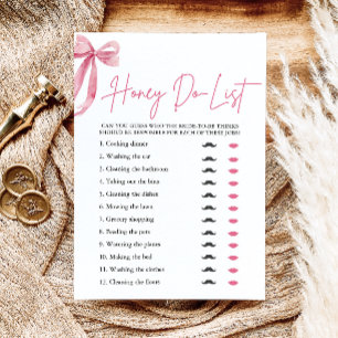 Blush Pink Bow Honey Do List Brautparty Game Einladung