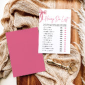 Blush Pink Bow Honey Do List Brautparty Game Einladung